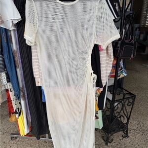 Energie Cream Mesh Long Sleeve Dress